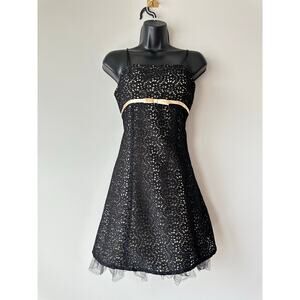 Vintage Y2K Candie’s Black Lace Babydoll Dress Bow Detail Party Dress Size 9